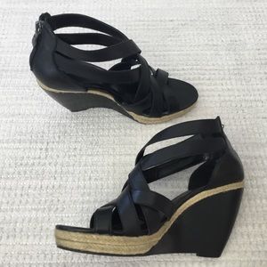 Tahari ‘Janice’ Leather Wedge Heel Sandals 7.5